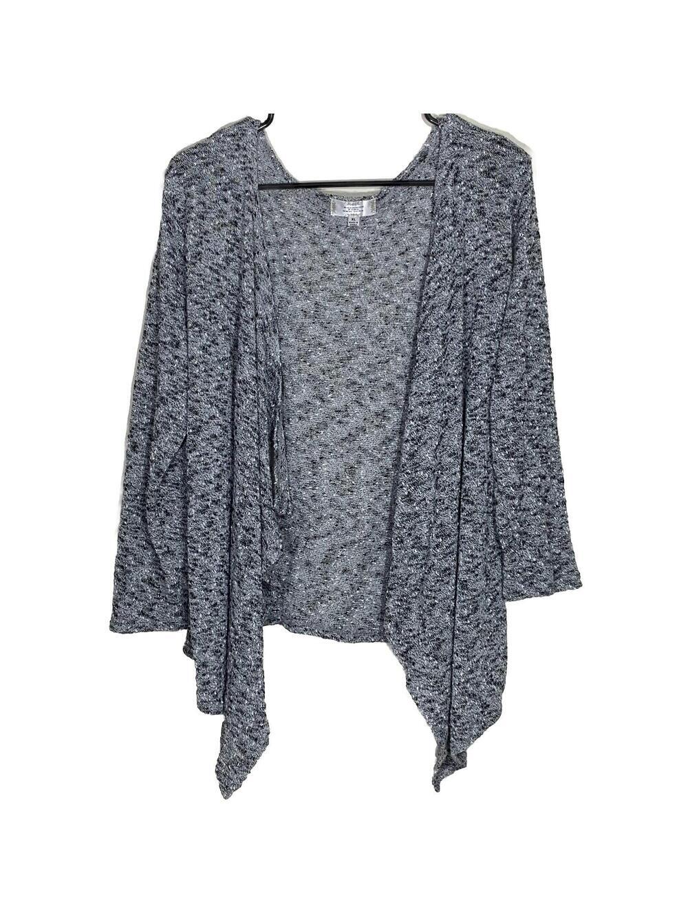 Shannon Ford New York Cardigan Womens XL Grey Marled Open Front Waterfall Knit